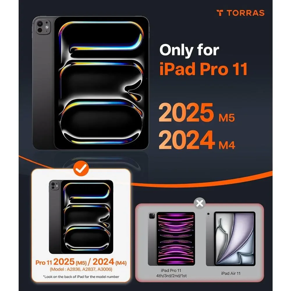 TORRAS Ostand For IPad Pro 11 Inch Case 2024 (M4) Ultra Stable Stand, Multiple